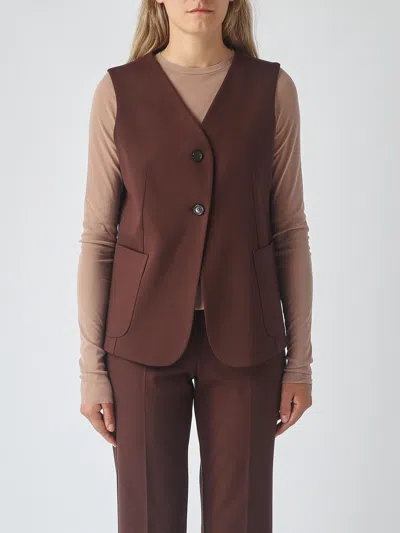 Meimeij Button-up V-neck Gilet In Brown