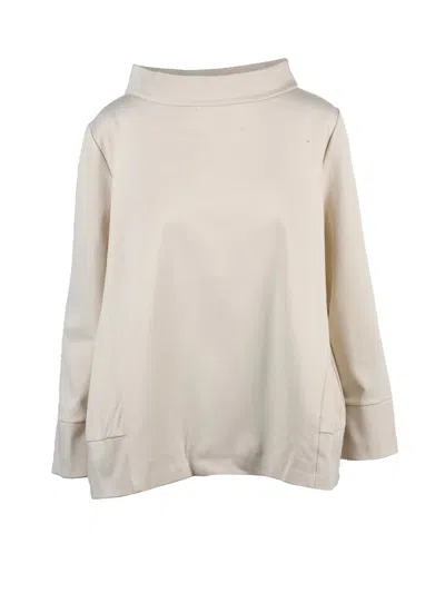 Meimeij White Flared Boat Neck Viscose-blend Sweatshirt In Multi