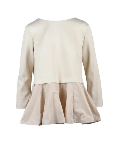 Meimeij White Viscose-blend Pleated Blouse In Neutral