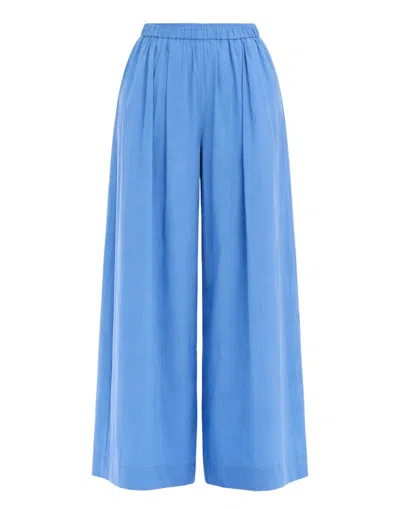 Meimeij Wide Leg Cotton Blue Women's Pants