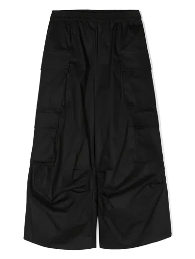 Meimeij Kids' Wide-leg Poplin Cargo Trousers In Black
