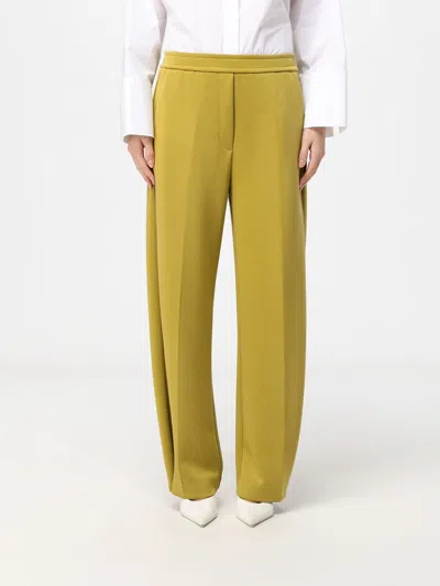 Meimeij Wide-leg Viscose Palazzo Trousers With Elasticated Waist In Yellow