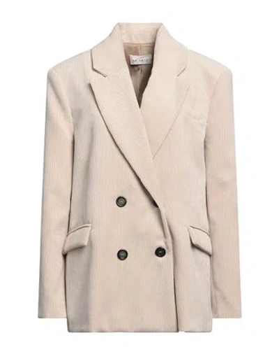 Meimeij Woman Blazer Beige Size 4 Polyester, Polyamide, Elastane