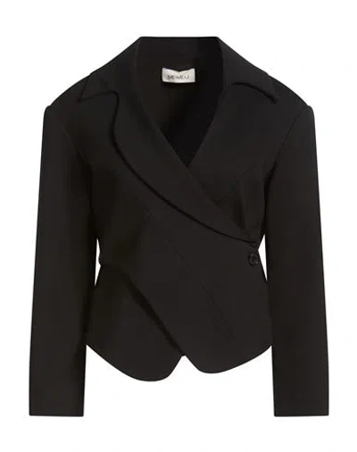 Meimeij Woman Blazer Black Size 4 Viscose, Polyamide, Elastane In Brown