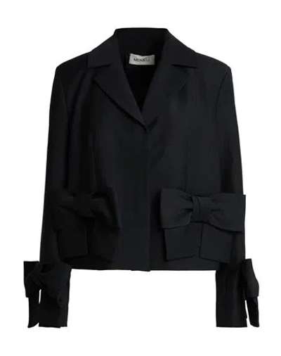 Meimeij Woman Blazer Black Size 4 Wool, Polyester, Elastane