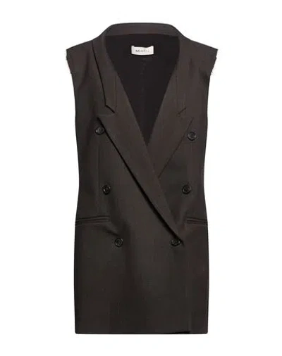 Meimeij Woman Blazer Dark Brown Size 4 Polyester, Wool, Elastane