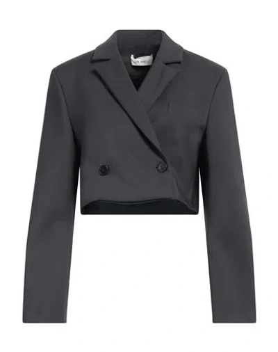Meimeij Woman Blazer Lead Size 4 Viscose, Polyamide, Elastane, Acetate In Grey