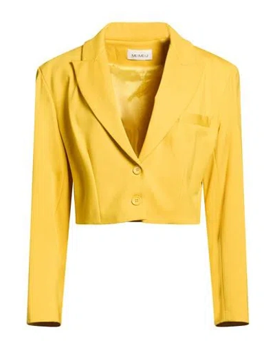Meimeij Woman Blazer Marigold Size 4 Viscose, Polyamide, Elastane In Yellow