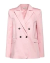 Meimeij Woman Blazer Pink Size 8 Cotton, Elastane, Acetate In Pink