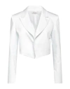 Meimeij Woman Blazer White Size 8 Cotton, Elastane, Acetate In White