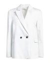 Meimeij Woman Blazer White Size 8 Cotton, Elastane, Acetate