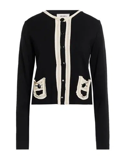 Meimeij Woman Cardigan Black Size 4 Virgin Wool, Acetate, Silk