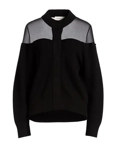 Meimeij Woman Cardigan Black Size 4 Virgin Wool, Polyamide, Polyester