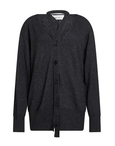 Meimeij Woman Cardigan Charcoal Size 6 Virgin Wool, Viscose, Polyester, Cashmere In Gray