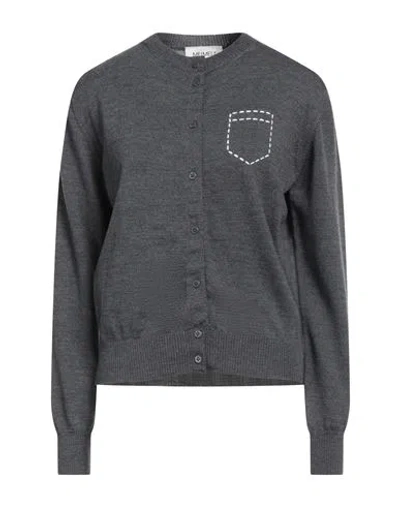 Meimeij Woman Cardigan Gunmetal Size 4 Virgin Wool In Gray