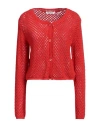 Meimeij Woman Cardigan Red Size 4 Cotton In Red