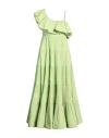 Meimeij Woman Maxi Dress Acid Green Size 4 Polyester, Cotton