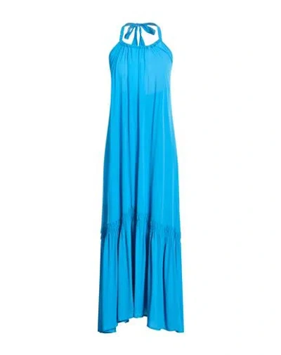 Meimeij Woman Maxi Dress Azure Size 4 Acetate, Silk In Blue