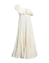 Meimeij Woman Maxi Dress Ivory Size 4 Polyester, Cotton In White