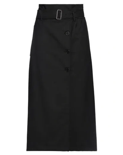 Meimeij Woman Maxi Skirt Black Size 6 Polyester, Wool, Elastane In Black