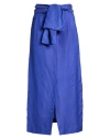 Meimeij Woman Maxi Skirt Blue Size 8 Linen, Viscose In Blue