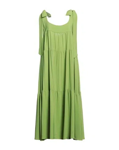 Meimeij Woman Midi Dress Lime Green Size 8 Acetate, Silk