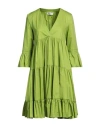Meimeij Woman Midi Dress Acid Green Size 8 Cotton In Green