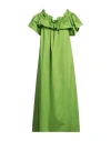 Meimeij Woman Midi Dress Acid Green Size 8 Cotton In Green