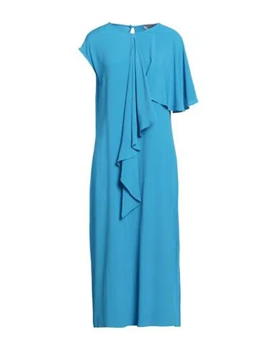 Meimeij Woman Midi Dress Azure Size 10 Acetate, Silk In Blue
