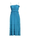Meimeij Woman Midi Dress Azure Size 4 Acetate, Silk In Blue