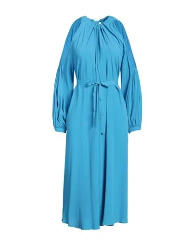 Meimeij Woman Midi Dress Azure Size 6 Acetate, Silk In Blue
