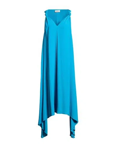 Meimeij Woman Midi Dress Azure Size 6 Acetate, Silk In Blue