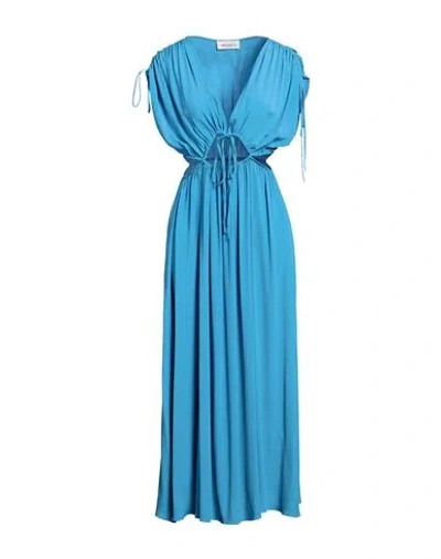 Meimeij Woman Maxi Dress Azure Size 6 Acetate, Silk In Blue