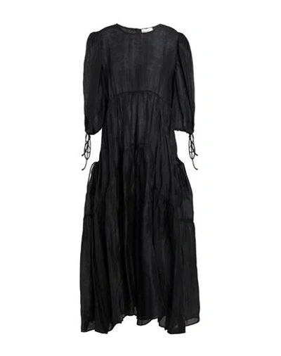 Meimeij Woman Midi Dress Black Size 10 Linen, Polyester