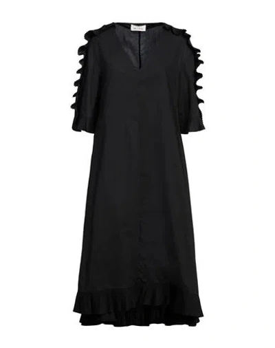 Meimeij Woman Midi Dress Black Size 4 Cotton, Polyester