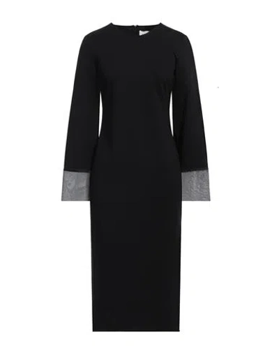 Meimeij Woman Midi Dress Black Size 4 Viscose, Polyamide, Elastane