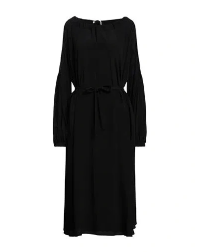 Meimeij Woman Midi Dress Black Size 6 Acetate, Silk