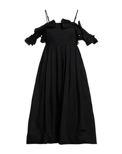 Meimeij Woman Midi Dress Black Size 6 Cotton, Polyamide