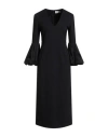 Meimeij Woman Midi Dress Black Size 6 Viscose, Polyamide, Elastane, Polyester, Acetate