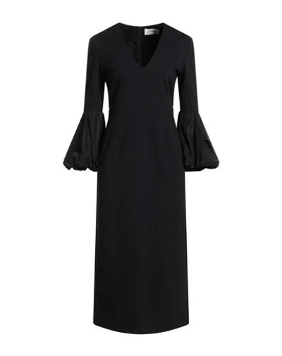 Meimeij Woman Midi Dress Black Size 6 Viscose, Polyamide, Elastane, Polyester, Acetate