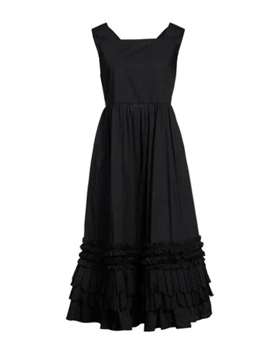 Meimeij Woman Midi Dress Black Size 10 Cotton, Polyester