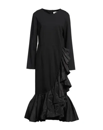 Meimeij Woman Midi Dress Black Size 8 Viscose, Polyamide, Elastane