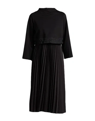 Meimeij Woman Midi Dress Black Size 8 Viscose, Polyamide, Elastane, Polyester