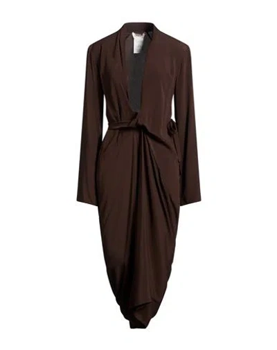 Meimeij Woman Midi Dress Brown Size 4 Acetate, Silk