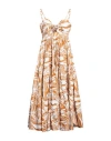 Meimeij Woman Midi Dress Brown Size 4 Cotton In Gold