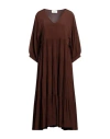 Meimeij Woman Midi Dress Brown Size 6 Acetate, Silk