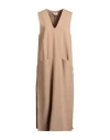 Meimeij Woman Midi Dress Camel Size 10 Viscose, Polyamide, Elastane In Brown