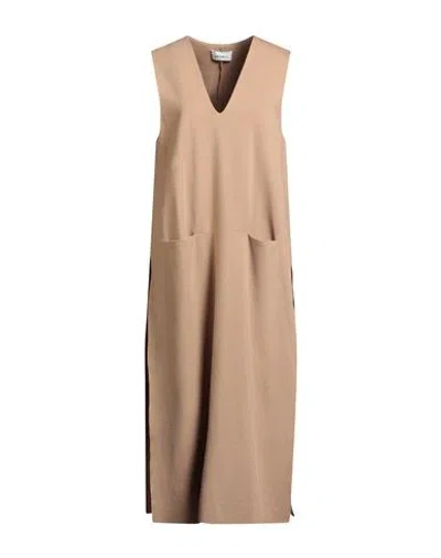 Meimeij Woman Midi Dress Camel Size 10 Viscose, Polyamide, Elastane In Sand