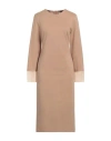Meimeij Woman Midi Dress Camel Size 4 Viscose, Polyamide, Elastane In Beige