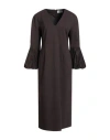 Meimeij Woman Midi Dress Chocolate Brown Size 10 Viscose, Polyamide, Elastane, Polyester, Acetate In Brown